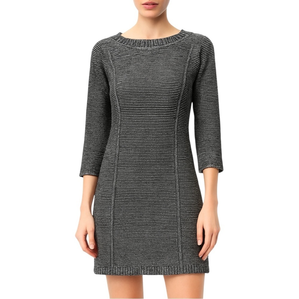 Massimo Dutti Shift Dress Medium Black & White Tweed